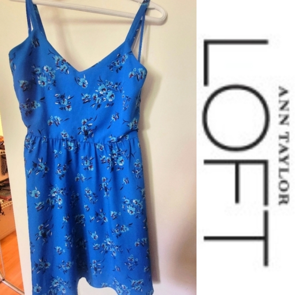 LOFT Ann Taylor vibrant blue floral sundress